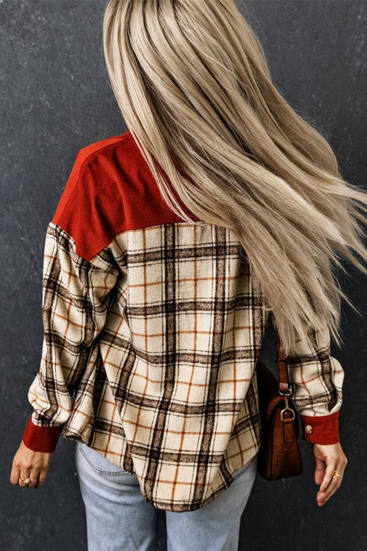 Hailey  Contrast Corduroy Plaid Shacket !