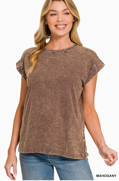 Halo Snow Washed Cuffed Short Sleeve Tee !