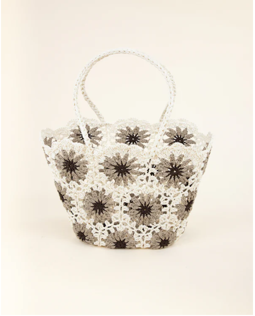 Hand Knitted Crochet Daisy Tote Bag