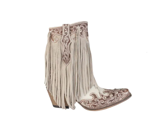 Hannah Canyon Fringed Hand-tooled Boots