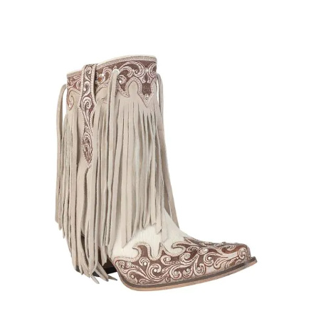 Hannah Canyon Fringed Hand-tooled Boots