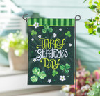 Happy St. Patrick's Day Shamrocks Applique Flag