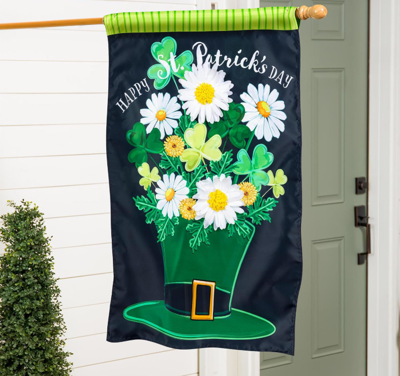 Happy St. Patrick's Day Floral Hat Applique Flag