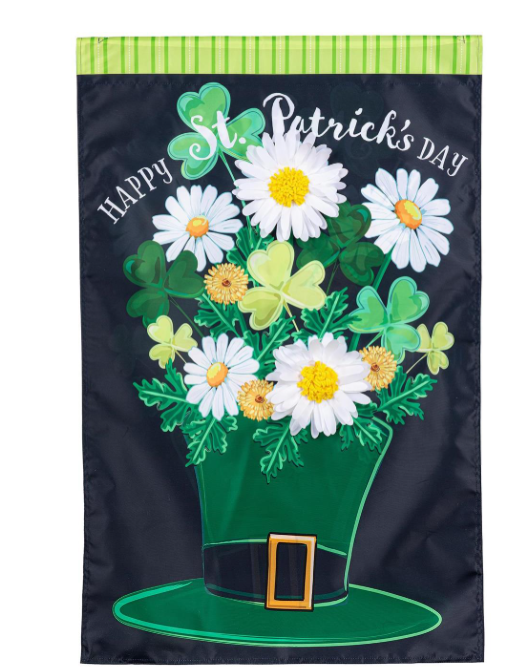 Happy St. Patrick's Day Floral Hat Applique Flag
