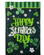 Happy St. Patrick's Day Shamrocks Applique Flag