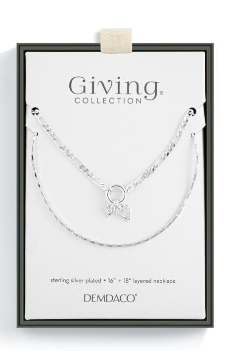 Heart + Cross Silver Charm Layered Necklace - 16in
