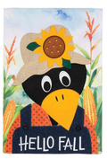 "Hello Fall Crow" Double Applique Garden Flag