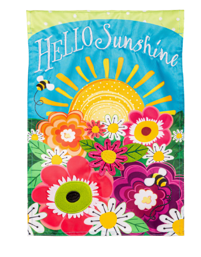 Hello Sunshine Applique Garden Flag