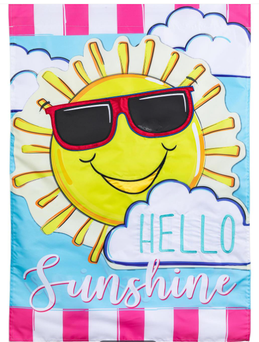 Hello Sunshine Applique House Flag