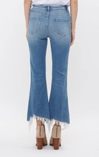 HIGH RISE CROP FLARE W. UNEVEN HEM