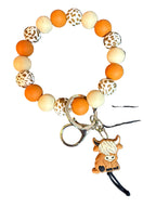 Highland Cow Multi Beaded Bracelet Key Ring