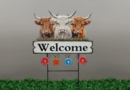 Metal Highland Cow Stake