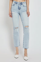 HIGH RISE ANKLE STRAIGHT JEANS