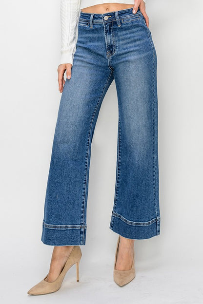 High Rise Crop Wide Jeans