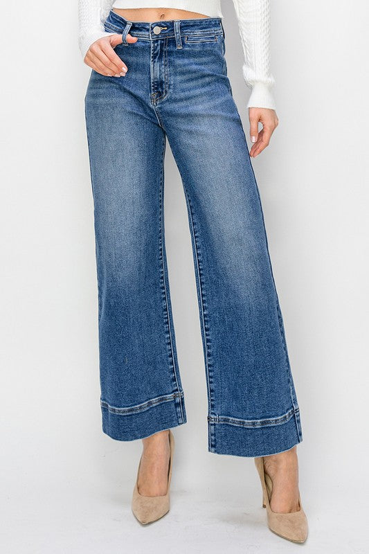 High Rise Crop Wide Jeans