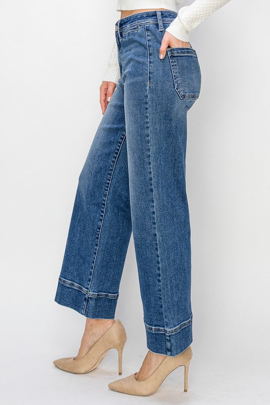 High Rise Crop Wide Jeans