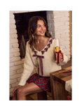Holiday Christmas Plaid Tape Ribbon Sweater Top