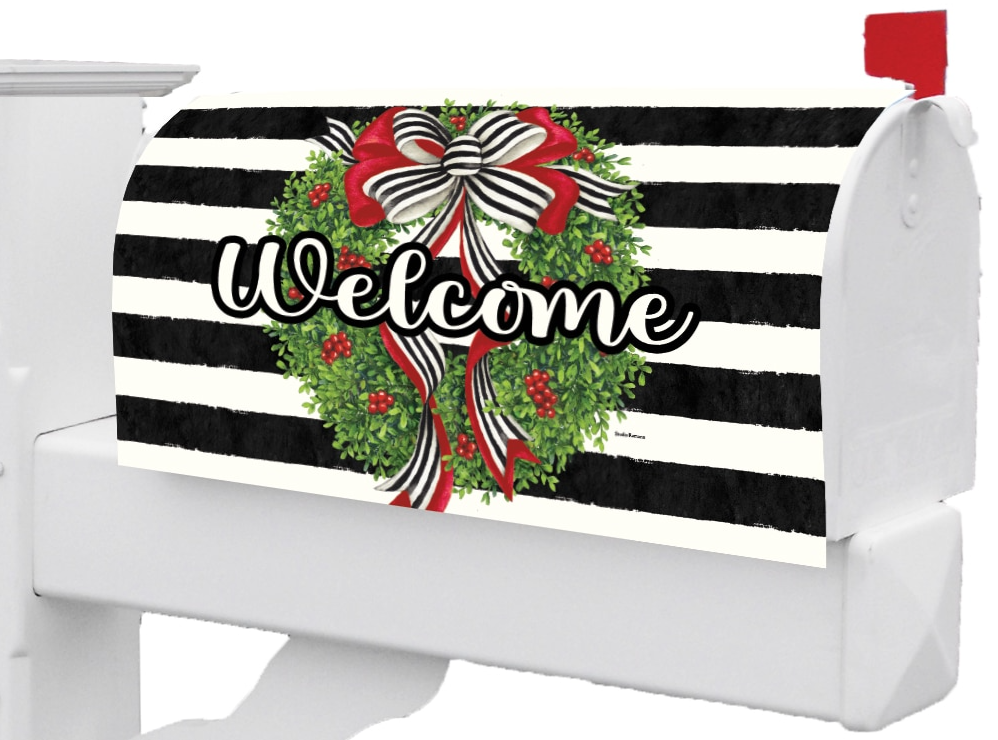 Holiday Stripes-Large Mailbox Makeover