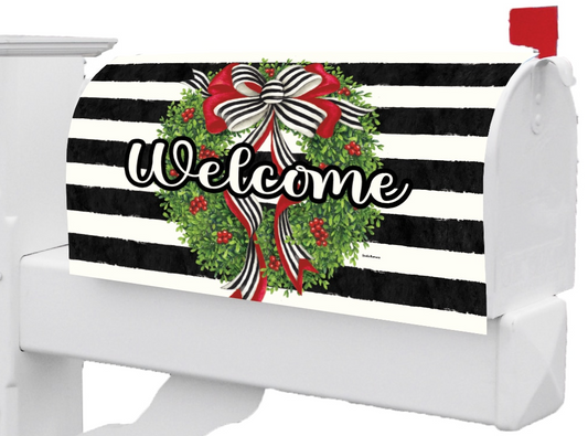 Holiday Stripes-Large Mailbox Makeover