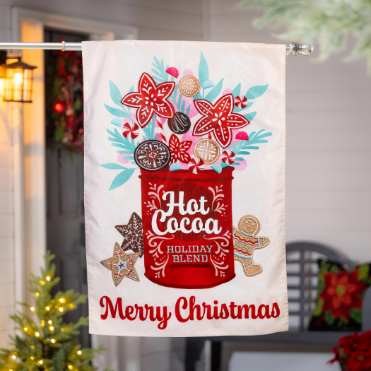 Hot Cocoa Holiday Blend Applique House Flag