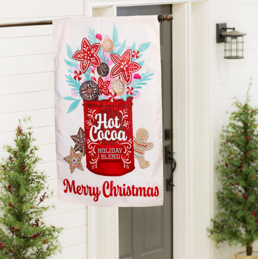 Hot Cocoa Holiday Blend Applique House Flag