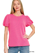 Puff Sleeve Corded Shirt