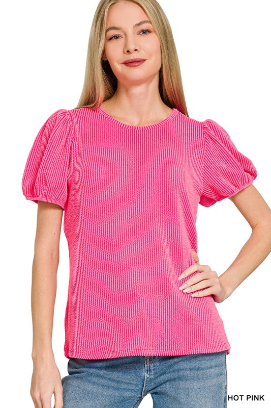 Puff Sleeve Corded Shirt