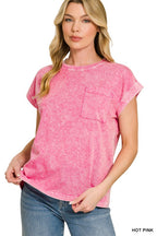 Halo Snow Washed Cuffed Short Sleeve Pocket Tee