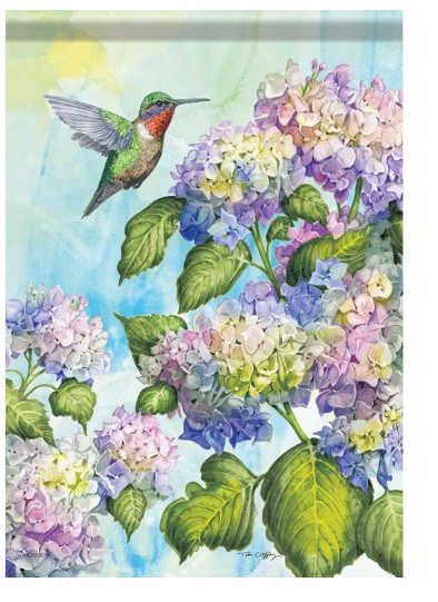 "Hummingbird Hydrangeas" Dura Soft™ Flag