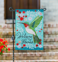 Hummingbird Welcome Applique Flag