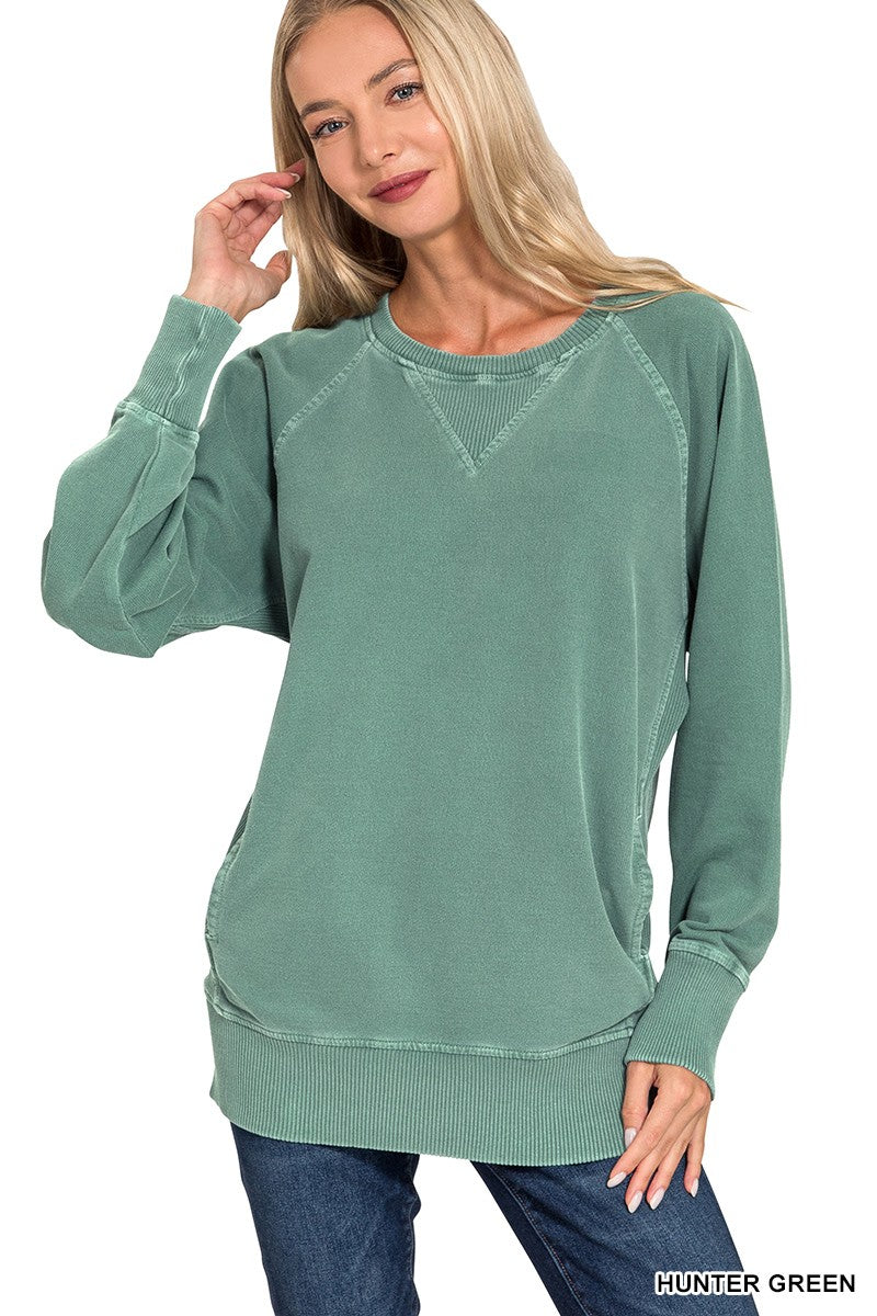 PIGMENT DYED FRENCH TERRY PULLOVER WITH POCKETS