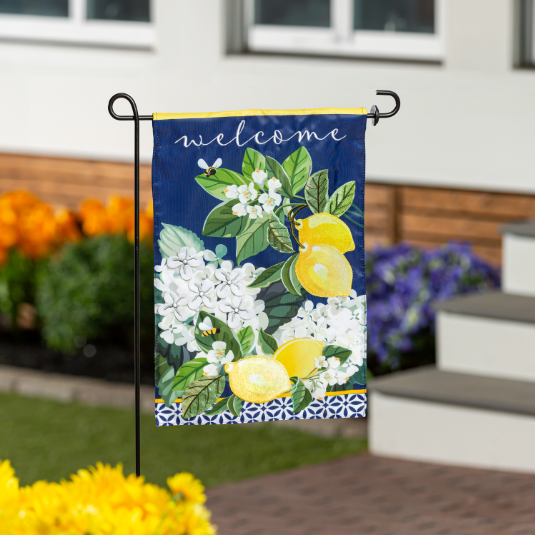 Hydrangea and Citrus Applique Flag