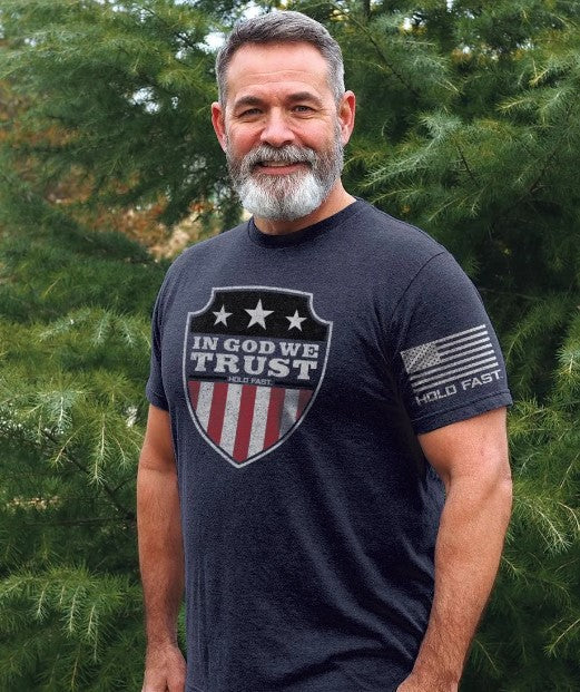 In God We Trust Shield Hold Fast Men's T-Shirt