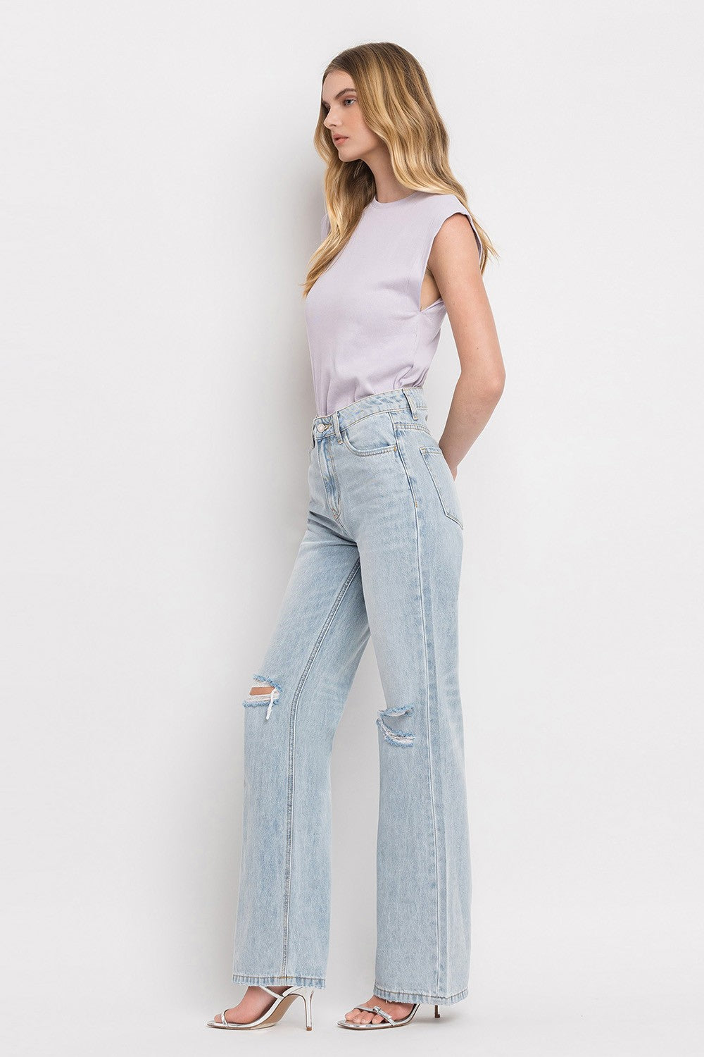 90'S VINTAGE SUPER HIGH RISE FLARE JEANS