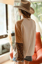 Jeanna Leopard and Knit Mixed Top