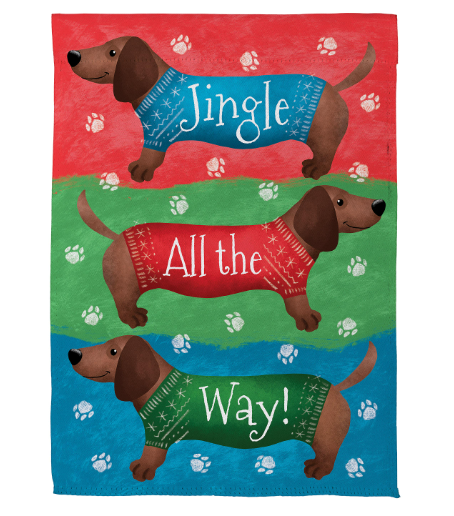 Jingle All The Way Dachshund Suede Flag