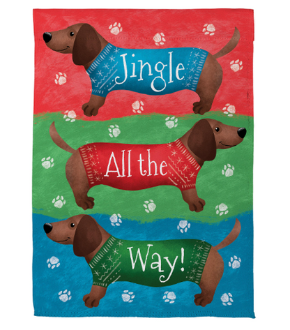 Jingle All The Way Dachshund Suede Flag