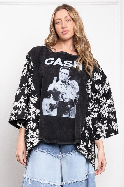 Johnny Cash Poncho Sleeve Top
