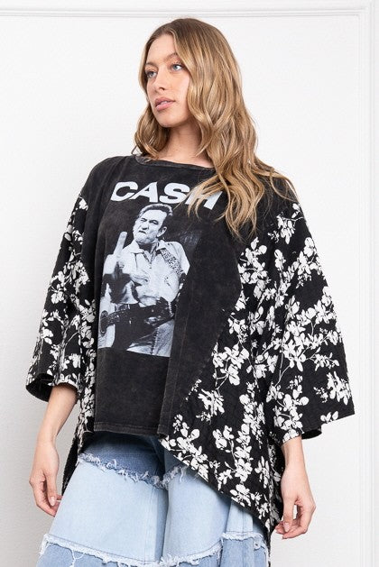 Johnny Cash Poncho Sleeve Top