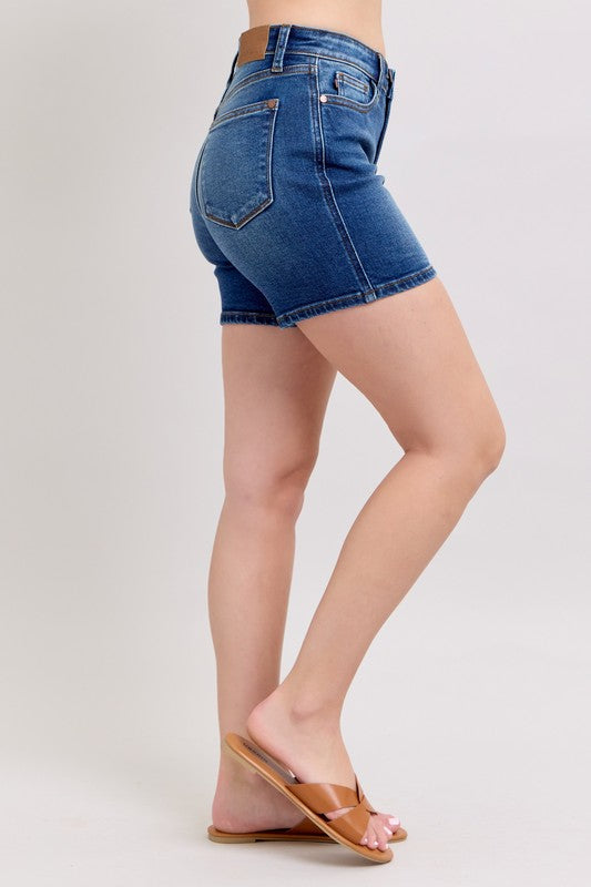Judy Blue 2 Button Mid Length Dad Shorts