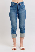 Judy Blue HW Tummy Control Back Shield Pkts & Cuff Capri