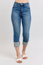 Judy Blue HW Tummy Control Back Shield Pkts & Cuff Capri