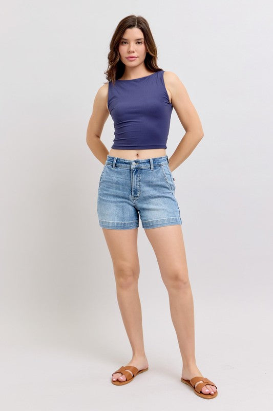 Judy Blue HW Denim Trouser Shorts MD