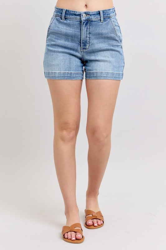 Judy Blue HW Denim Trouser Shorts MD