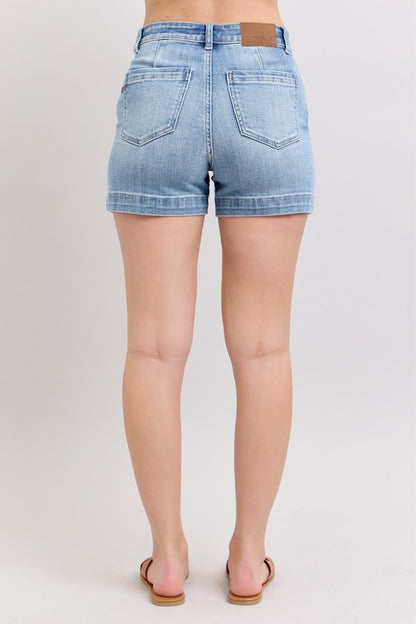 Judy Blue HW Denim Trouser Shorts MD