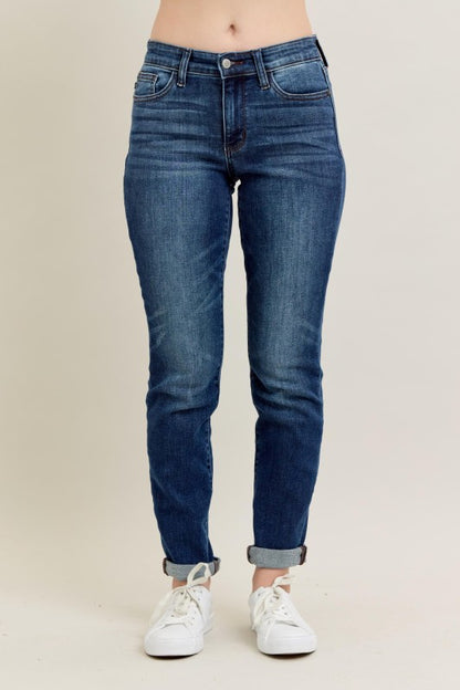 Judy Blue Core Dark Wash Cuffed Slim Fit