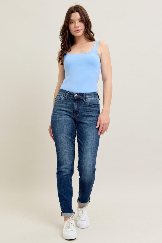 Judy Blue Core Dark Wash Cuffed Slim Fit