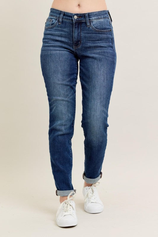 Judy Blue Core Dark Wash Cuffed Slim Fit