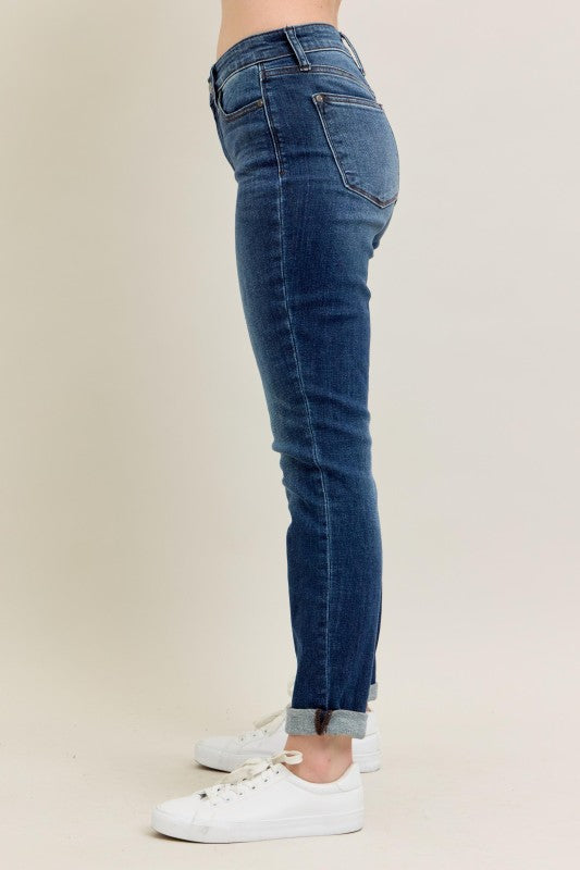 Judy Blue Core Dark Wash Cuffed Slim Fit