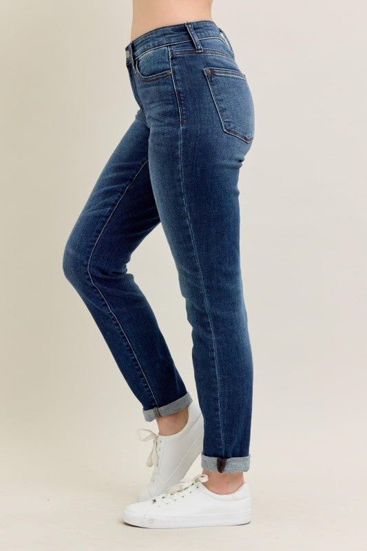 Judy Blue Core Dark Wash Cuffed Slim Fit